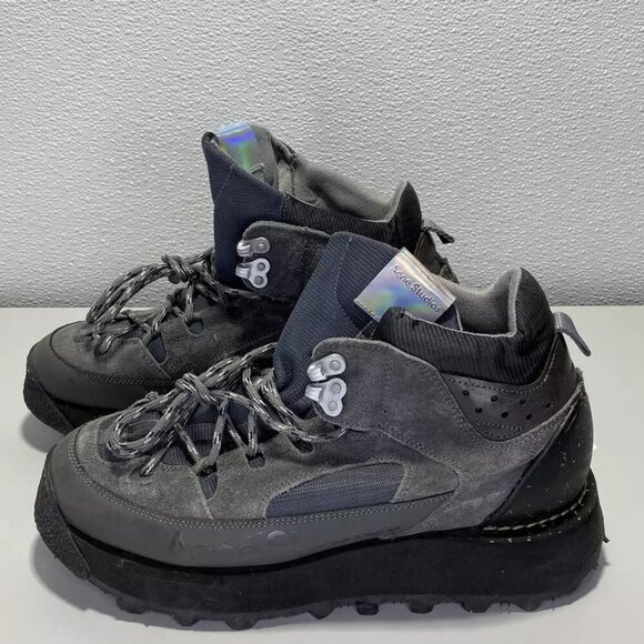 NEW ACNE STUDIOS Trekking Platform Mens Size 9 Mid Top Grey Comfort Suede Boot - Picture 2 of 12